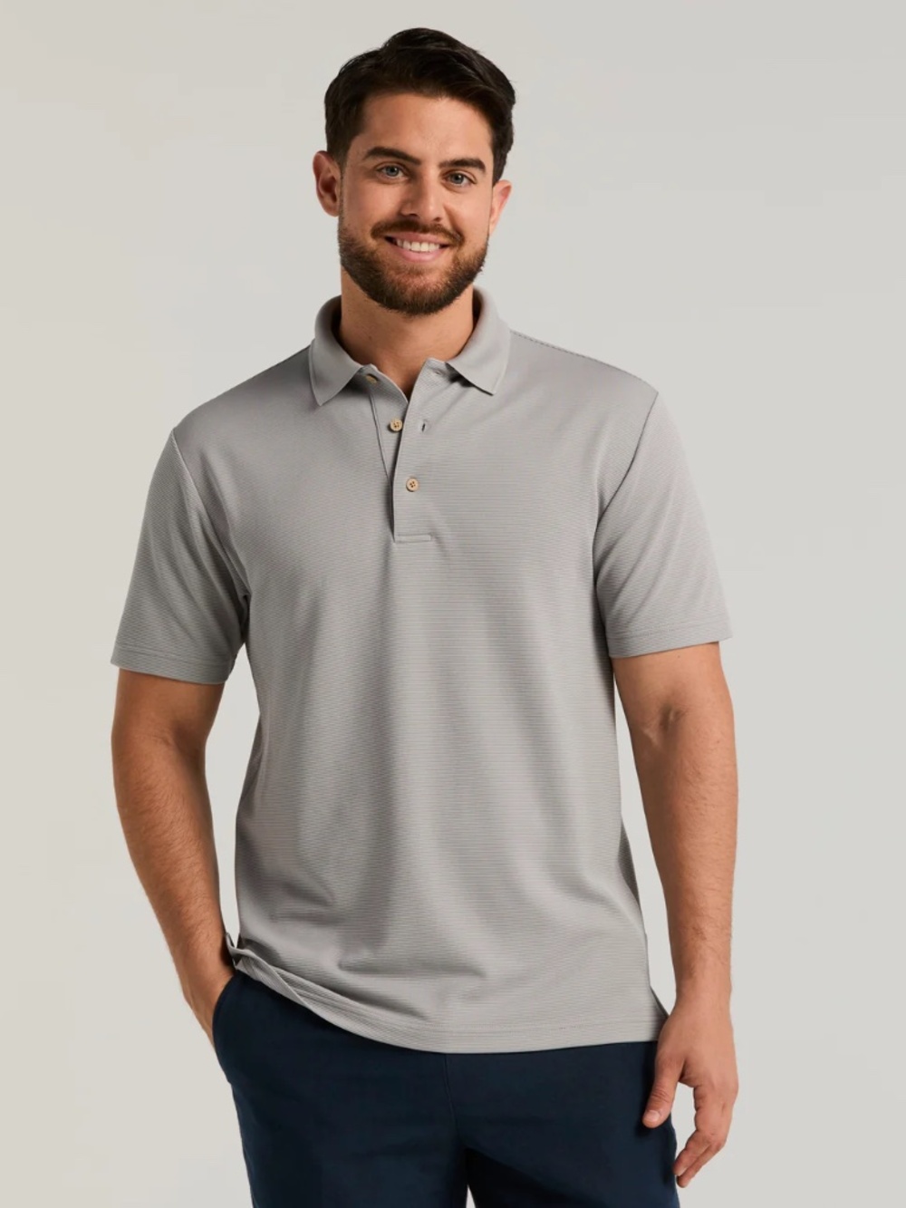 NWT Cubavera Solid Textured Polo in Light Grey Sleet Size XL